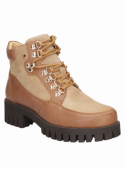 Botín de cuero camel Pollini F155 para mujer, estilo casual, cómodo y resistente al clima.