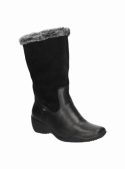 Calzado informal de cuero negro para mujer, con talones estables y diseño duradero.
