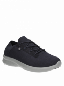zapatilla de cuero azul para hombre, diseño urbano con taco plano y forro textil