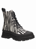 Botín animal print de cuero para mujer, informal y vanguardista, con forro de fibra suave.