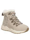 Botín beige de niña estilo casual con taco plano y caña media, material sintético y textil.