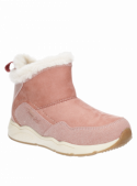 Botín sintético rosado para niña, perfecto para caminar sobre cualquier superficie.