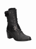 Botín negro para mujer, cuero premium, estilo casual y sofisticado, con detalles únicos.