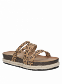 Sandalia de mujer animal print, sintética, informal, con taco plano y punta abierta, fresca y cómoda.