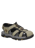 Sandalia verde casual de hombre, con taco plano de 3.5 cm y punta redonda, ideal para el verano.