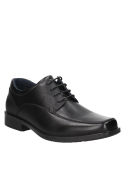 Zapato de vestir negro de cuero para hombre, modelo, punta cuadrada.