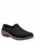 Mocasín negro de mujer, cuero suave y textil en zigzag, estilo casual, perfecto para paseos urbanos o días de campo.