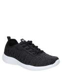 Zapatilla negra urbana para hombre, diseño minimalista y entretejido, ideal para un look casual y relajado.