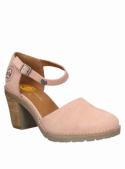 Sandalia casual de cuero rosado, mujer, con taco bloque, frescura y comodidad garantizadas.
