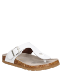 Sandalia blanca de cuero para mujer, estilo casual, ideal para actividades al aire libre.