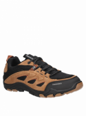 zapatilla masculina color café, estilo casual, combinación de cuero y textil, perfecta para el día a día