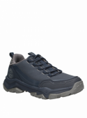 zapatilla azul masculina de Panama Jack, combinación de materiales para confort y durabilidad en actividades cotidianas.