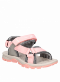 Sandalia rosada para niña, mezcla de cuero y sintético, perfecta para actividades recreativas por su diseño funcional.