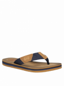 Sandalia azul de Panama Jack, mezcla de textil y cuero, ideal para uso diario en verano.