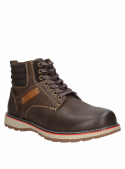 Calzado de cuero café masculino, diseño robusto y funcional, con costura decorativa, ideal para moda urbana y comodidad.
