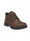 Botín de cuero café para hombre, con suela antideslizante gruesa, perfecto para actividades al aire libre.