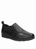 Zapato de mujer negro, estilo casual, con forro textil y altura de caña media, para confort diario.