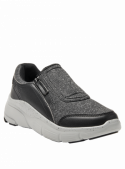 zapatilla negra de mujer, mezcla textil y sintético, ideal para actividades urbanas cómodas