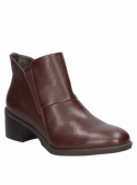 Botín marrón de cuero para mujer, con detalles únicos y elegantes, ideal para un atuendo informal.