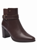 Botín casual de mujer marrón, cuero, diseño elegante y minimalista, perfecto para un look sofisticado.