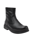 Botín casual de cuero negro para hombre, versátil para climas fríos, sin adornos, adecuado para ocasiones semi-formales.