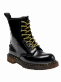 Calzado de cuero negro tipo botín para mujer, mezcla de estilo femenino y atrevido, adecuado para ocasiones casuales.