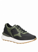 Zapatilla de cuero negro con diseño rebelde para mujer, altura de caña 7 cm.