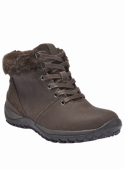 Botín casual marrón para mujer, versátil y abrigador, combinable con jeans y suéteres para un look relajado en invierno.