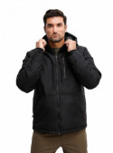 Parka negra para hombre, estilo casual, ideal para actividades outdoor, 100% nylon, impermeable y aislante.