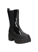 Botín Pollini H240 en cuero negro, estilo casual para mujer, combina moda y comodidad.