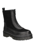 Botín de cuero negro para mujer, elegante y cómodo con forro textil.