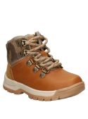 Botín sintético para niños, con lengüeta acolchada y tirador trasero, combinando funcionalidad y moda outdoor.