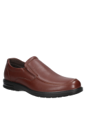 Zapato de cuero marrón con forro interno de cuero y textil, ideal para confort diario.