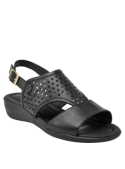 Calzado casual de cuero negro para mujer, con hebilla ajustable y suela ligera, perfecta para un look atemporal.