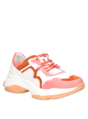 Mujer Zapatilla multicolor casual de cuero con taco plano y diseño vanguardista.