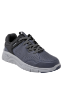 Calzado urbano azul para hombre, con taco plano de 4.7 cm y punta redonda, ofrece comodidad prolongada.