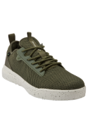 Zapatilla verde casual para hombre, textil y sintético, suela gruesa moteada para un look athleisure.