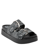 Elegante sandalia de cuero pitón para mujer, ideal para el verano y ocasiones especiales.