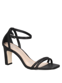Sandalia de cuero negro con hebilla, diseño moderno y funcional, ideal para eventos sociales o uso diario formal.