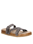 Sandalia de mujer gris, cuero resistente y diseño casual, adecuada para actividades al aire libre.