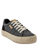 Zapatilla de mujer negra, forro textil, estilo casual, adecuada para un ritmo de vida dinámico.