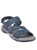 Sandalia azul casual con cierre de velcro, diseñada para ofrecer comodidad y seguridad en actividades al aire libre.