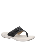 Sandalia de cuero negro, estilo informal para mujer, perfecta para días relajados.