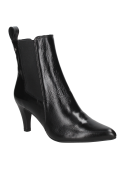 Botín de cuero negro para mujer, estilo Chelsea, con silueta limpia y estética simple, ideal para cualquier ocasión.