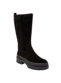 Calzado femenino en cuero negro, diseño elegante y minimalista, versátil para múltiples ocasiones casuales.