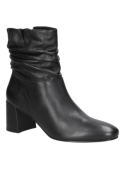 Botín casual negro de cuero para mujer, con acabados premium y detalles únicos.