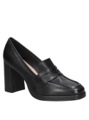 Zapato de cuero negro para mujer, estilo casual elegante con forro suave.
