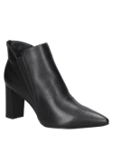 Botín de cuero negro para mujer, combina elegancia y estilo casual con taco bloque.