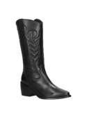Calzado negro estilo western para mujer, versátil y cómodo para entornos rurales y urbanos.