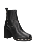 Cuero negro en botín Chelsea para mujer, diseño imponente con detalles de moda y confort.
